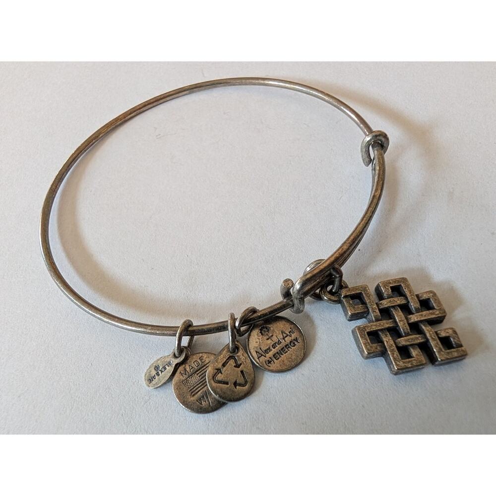 Alex and Ani Expandable Bracelet Endless Knot Silver Tone Energy Charm